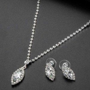 Necklace &  Earrings Rhinestone Engraved S…